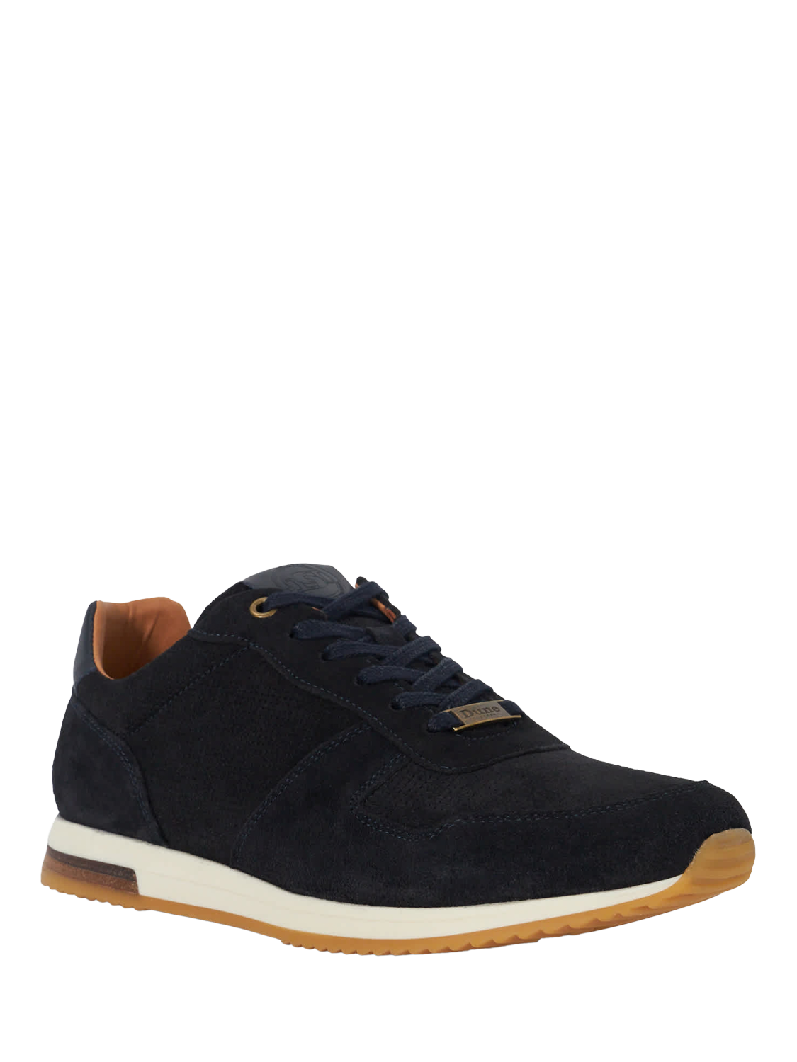 Product image 3 of 6, which shows Dune London Trilogy Wide Fit Suede Trainers, Navy, 6