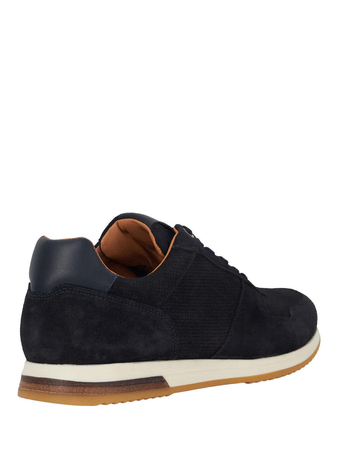 Product image 4 of 6, which shows Dune London Trilogy Wide Fit Suede Trainers, Navy, 6