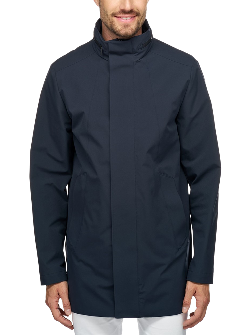Product image 1 of 4, which shows Geox Men's Spherica Water-Repellent Longline Jacket, Navy, 38R