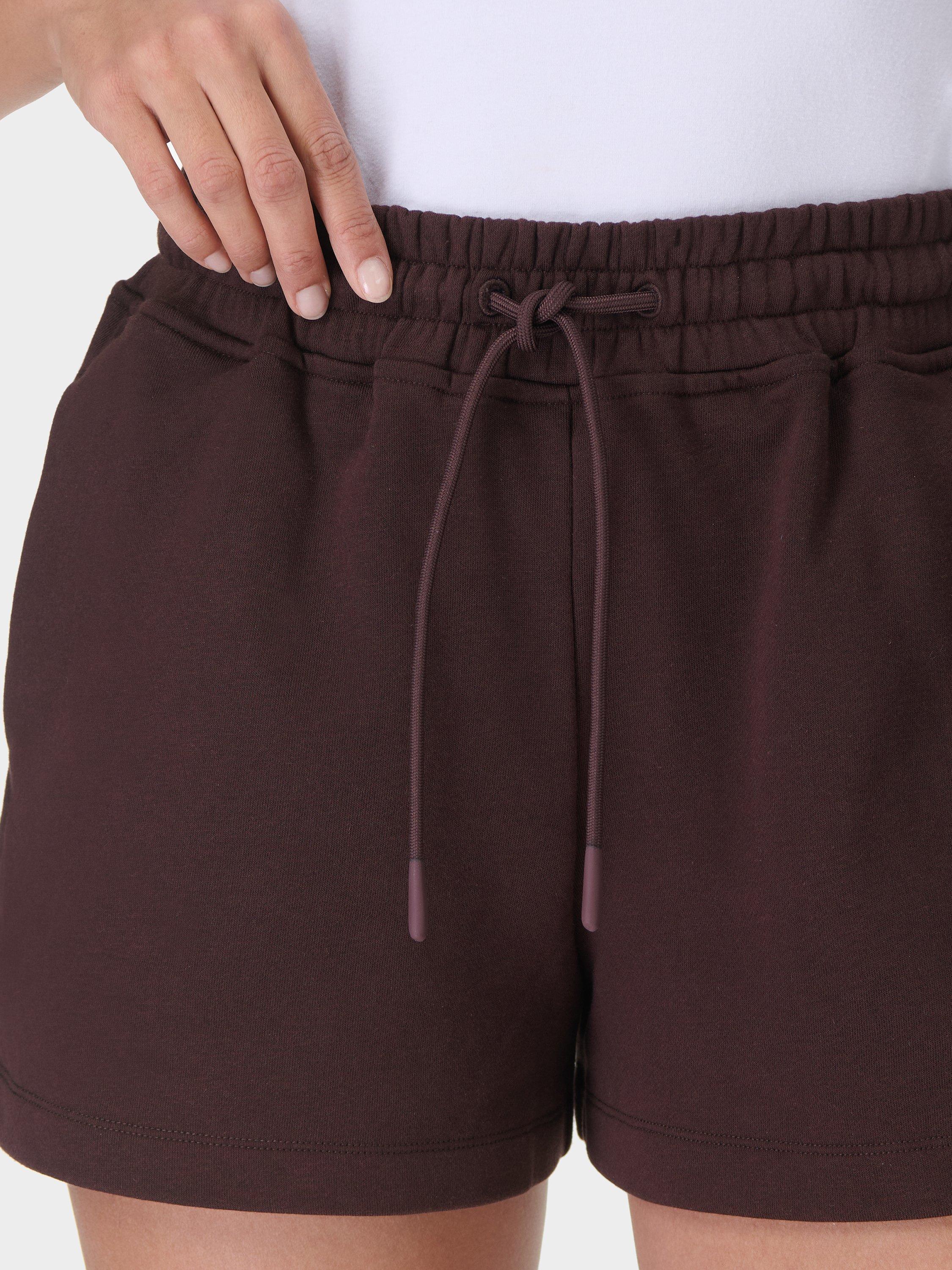 Product image 7 of 8, which shows Sweaty Betty Revive Boxy Organic Cotton Rich Shorts, Sable Brown, XXS