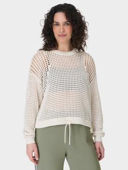 Sweaty Betty Tides Drawstring Hem Open Weave Cotton Jumper, Lily White