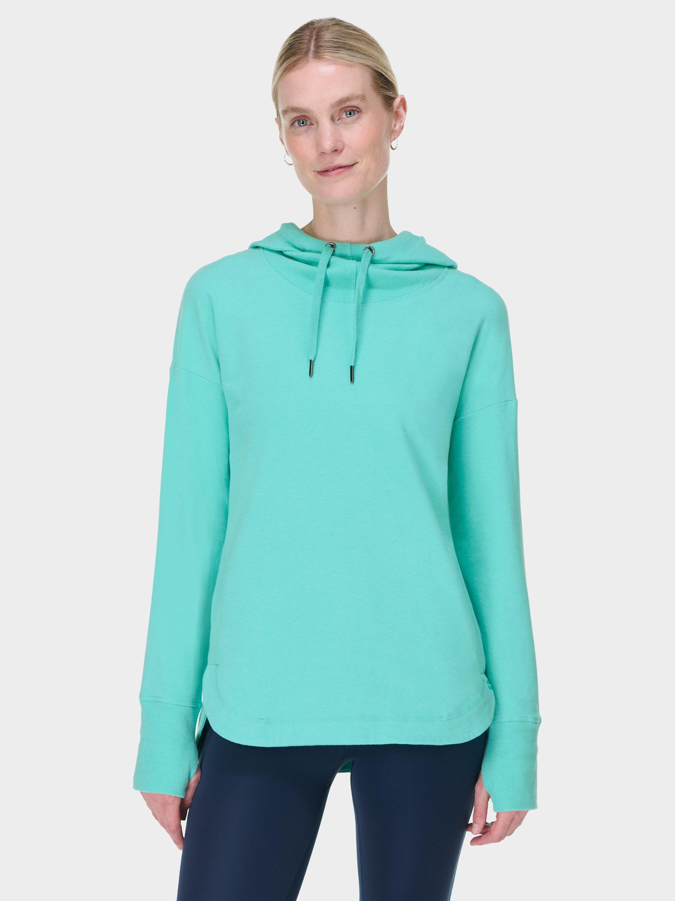 Product image 1 of 7, which shows Sweaty Betty Escape Luxe Fleece Hoodie, Sea Spray Blue, XXS