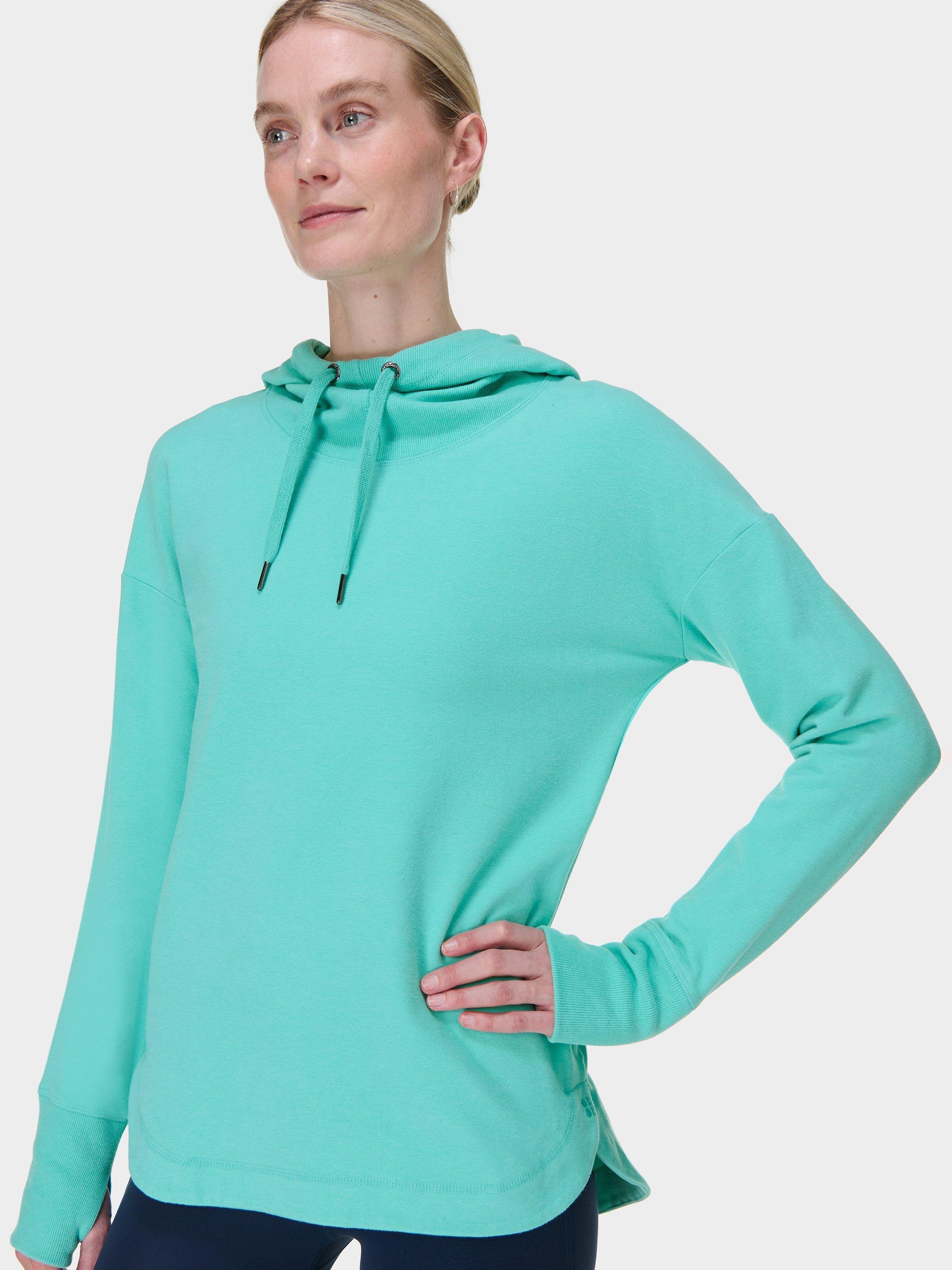 Product image 2 of 7, which shows Sweaty Betty Escape Luxe Fleece Hoodie, Sea Spray Blue, XXS