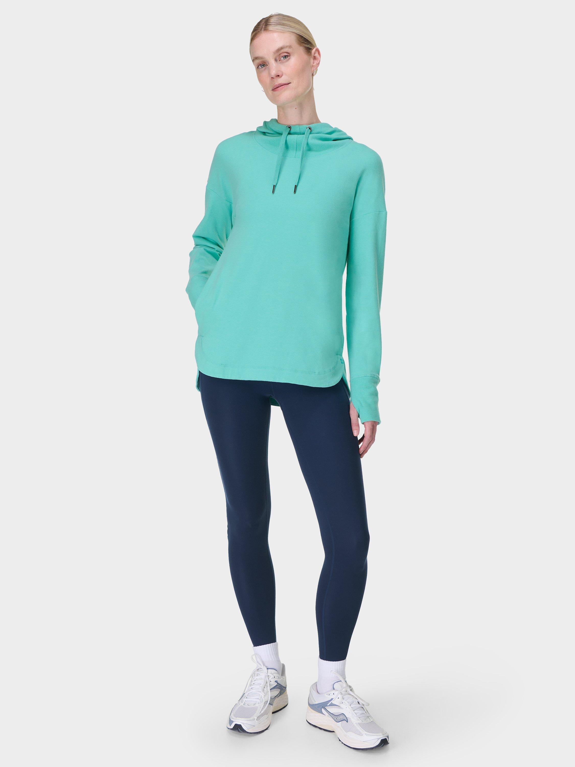 Product image 3 of 7, which shows Sweaty Betty Escape Luxe Fleece Hoodie, Sea Spray Blue, XXS