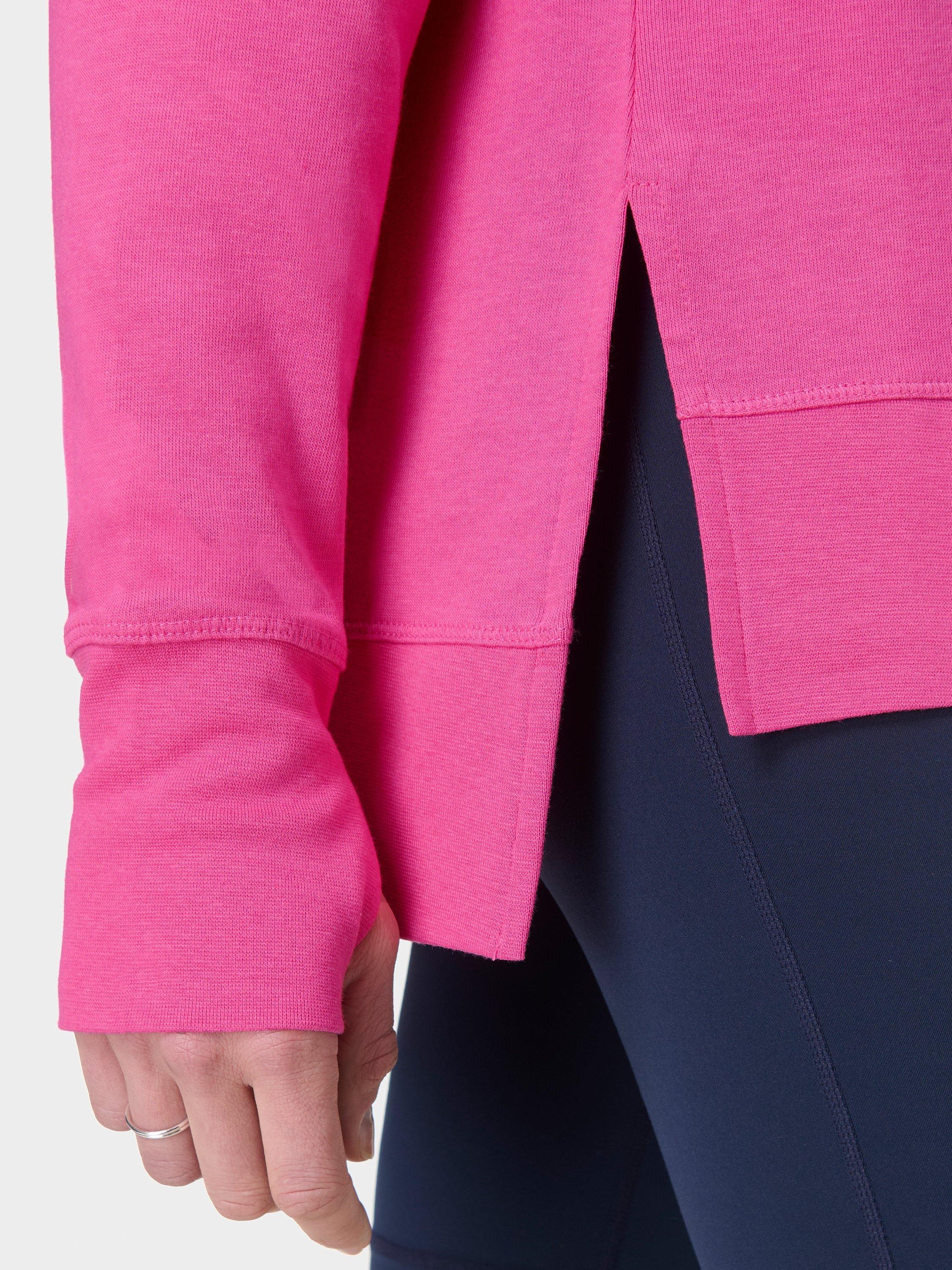 Product image 6 of 7, which shows Sweaty Betty After Class Longline Sweatshirt, Fuchsia Pink, XS