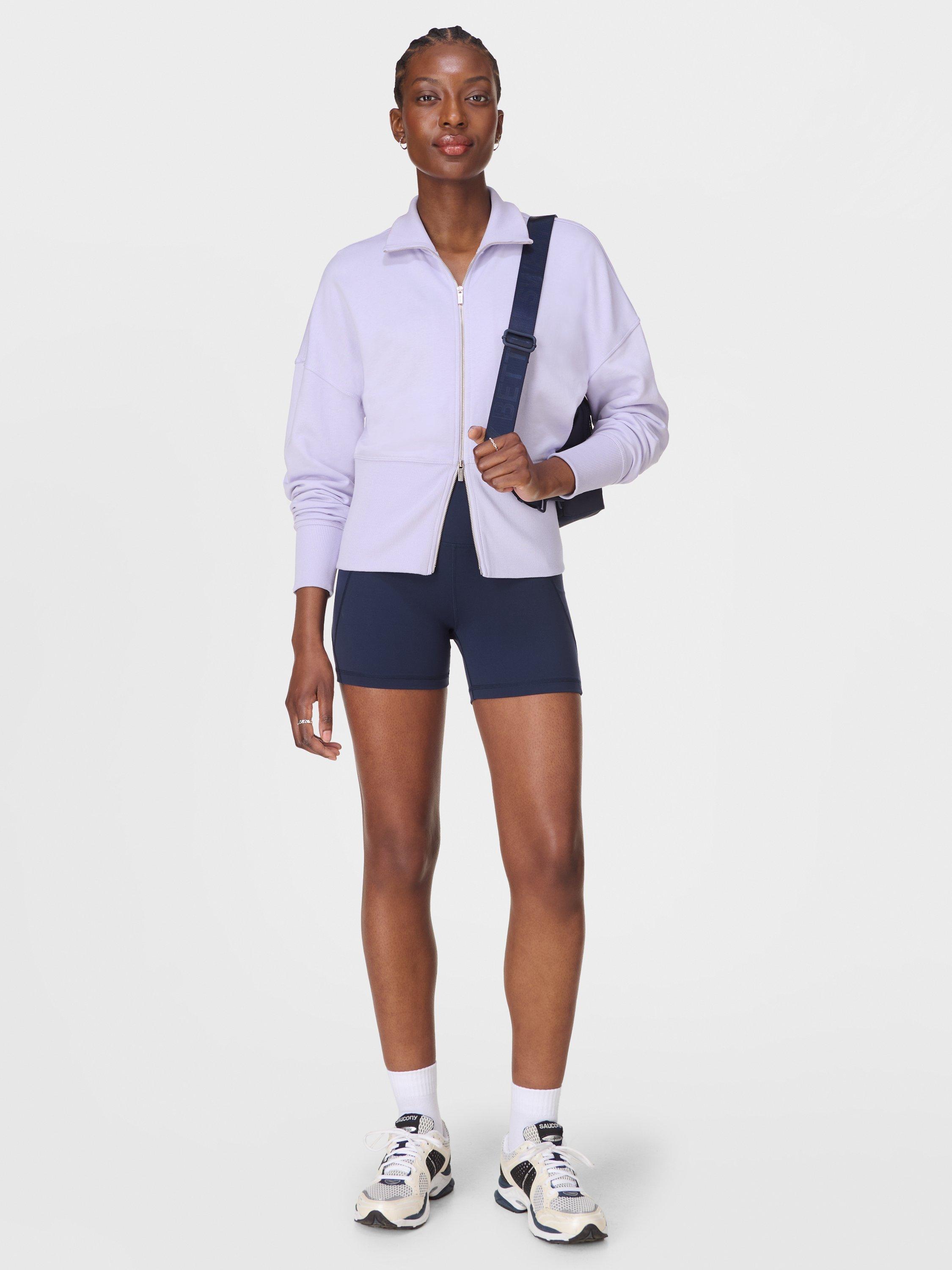Product image 3 of 7, which shows Sweaty Betty After Class Zip Up Jacket, Purple, L