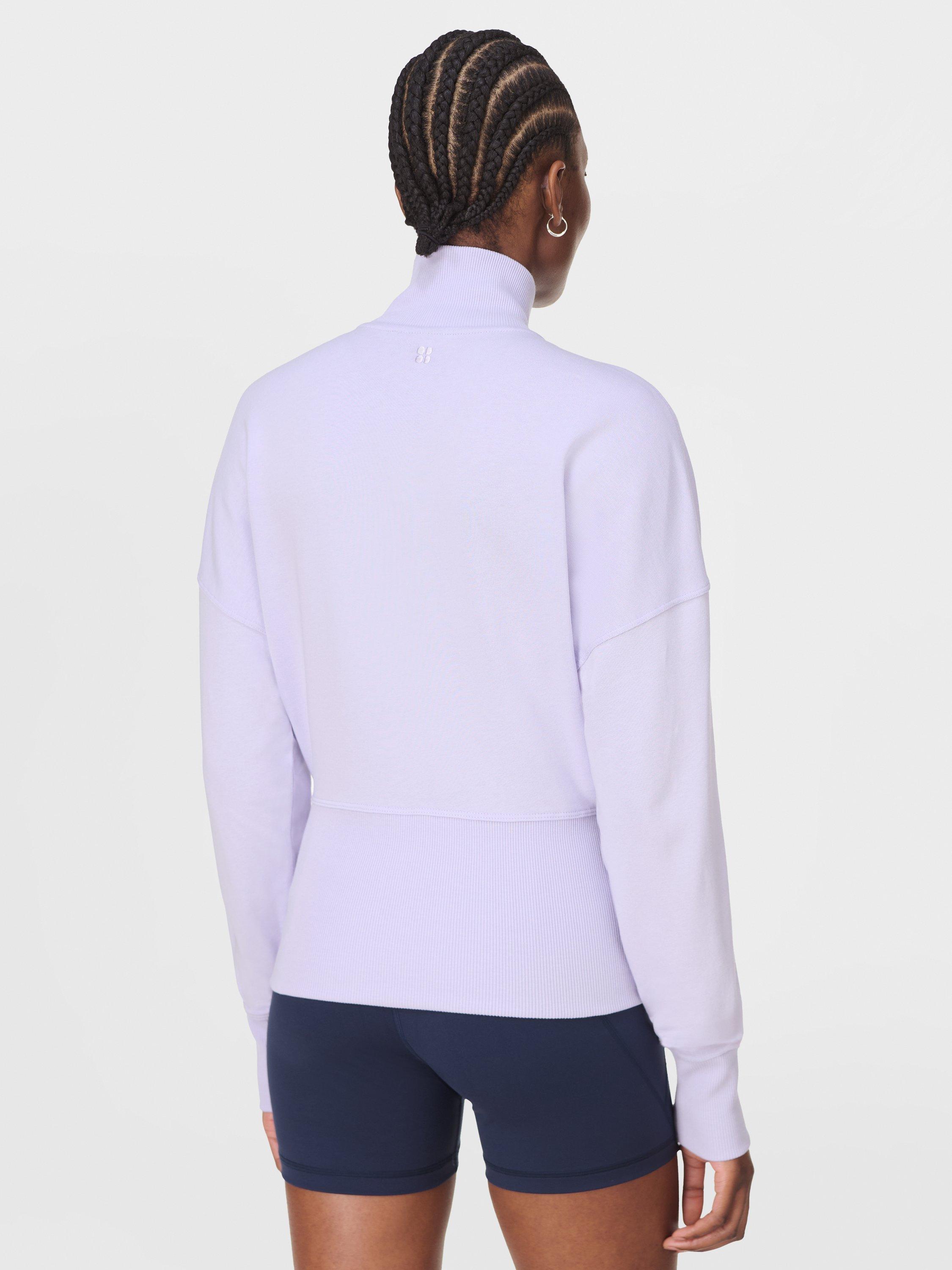 Product image 4 of 7, which shows Sweaty Betty After Class Zip Up Jacket, Purple, L