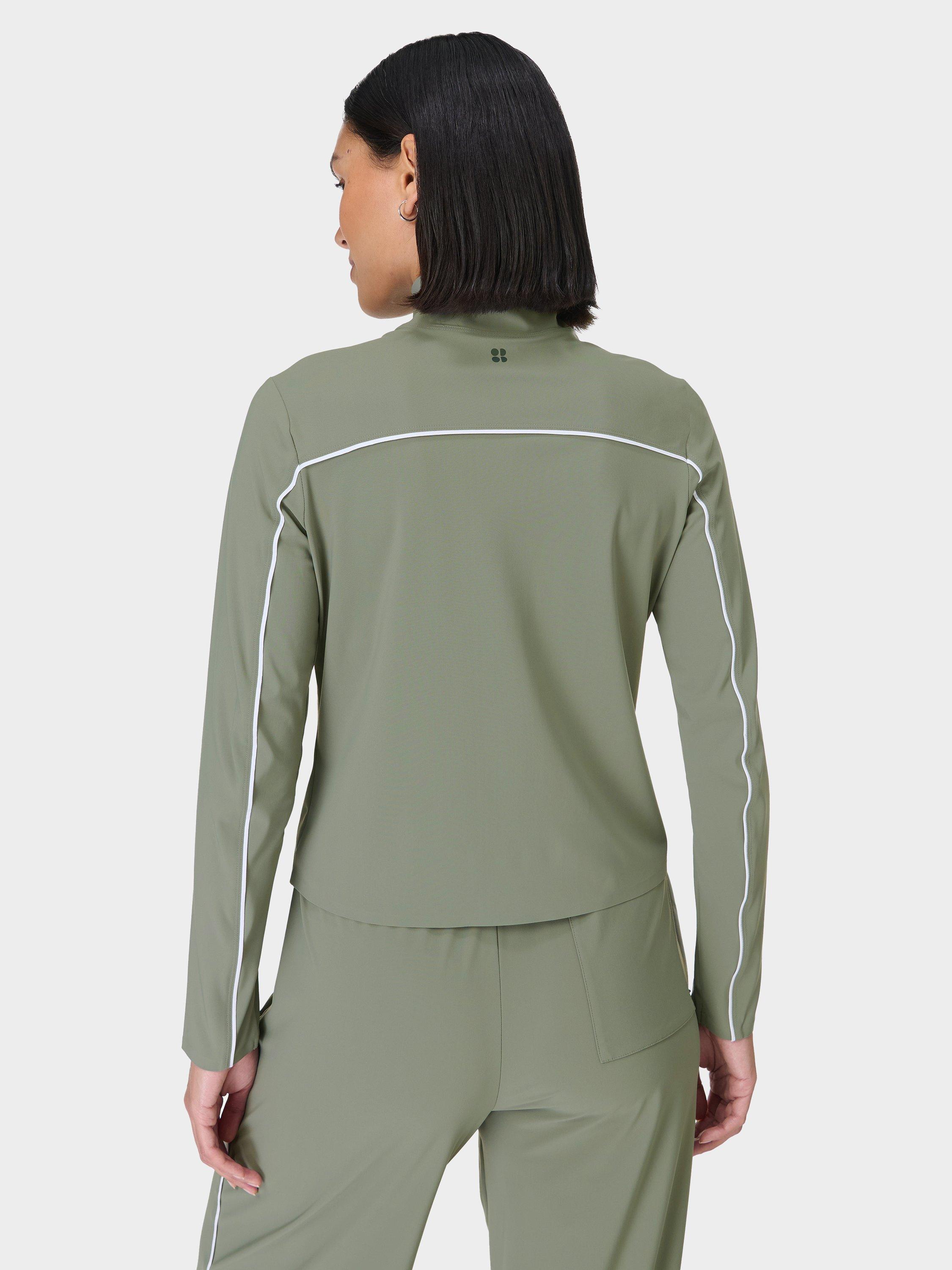 Product image 3 of 8, which shows Sweaty Betty Anytime Explorer Zip Up, Willow Green, XXS