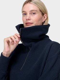 Sweaty Betty Cotton Blend Zip Neck Sweatshirt - view 2, Navy Blue Marl