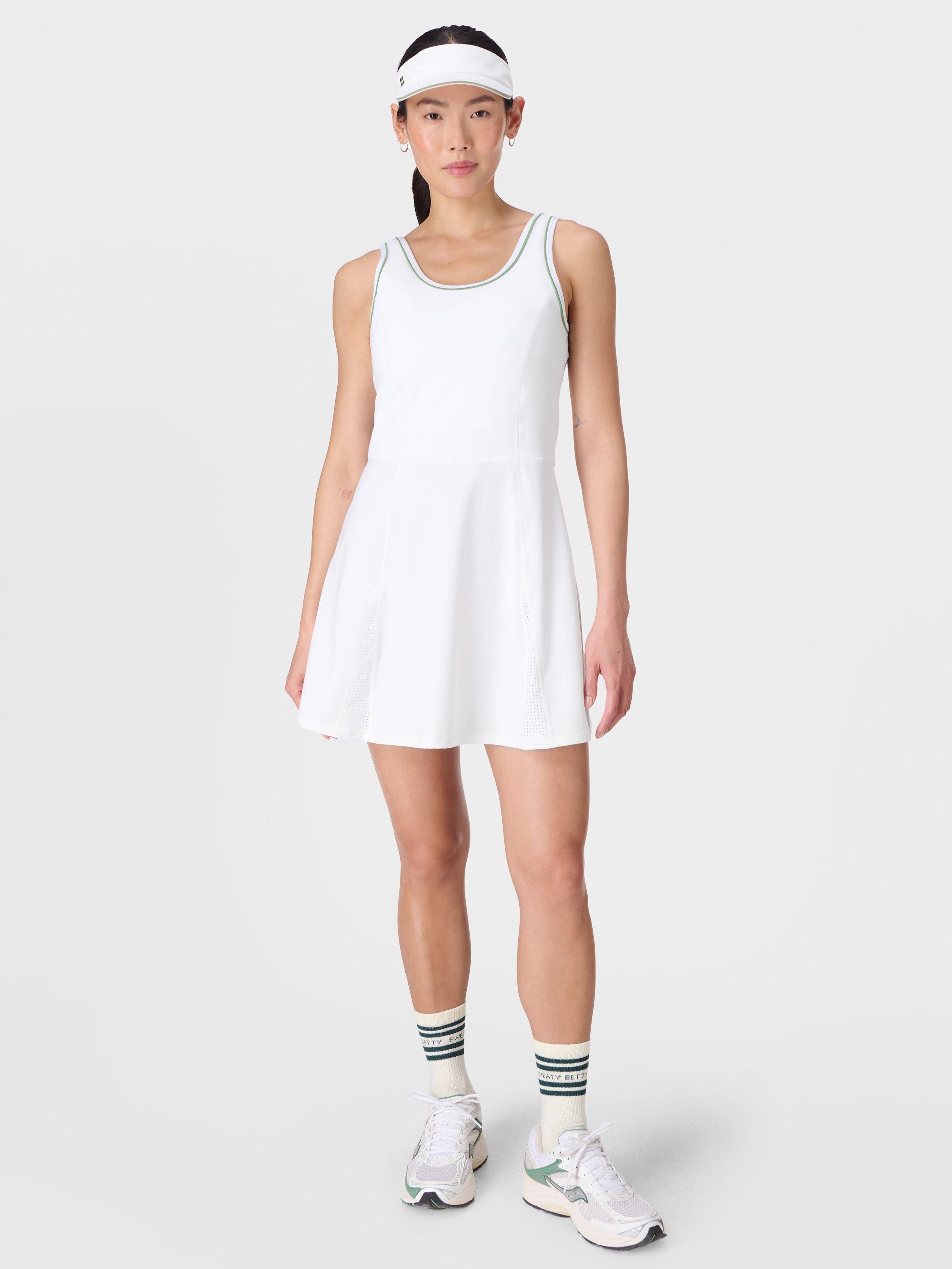 Product image 4 of 8, which shows Sweaty Betty Power Flare Dress, White, XXS