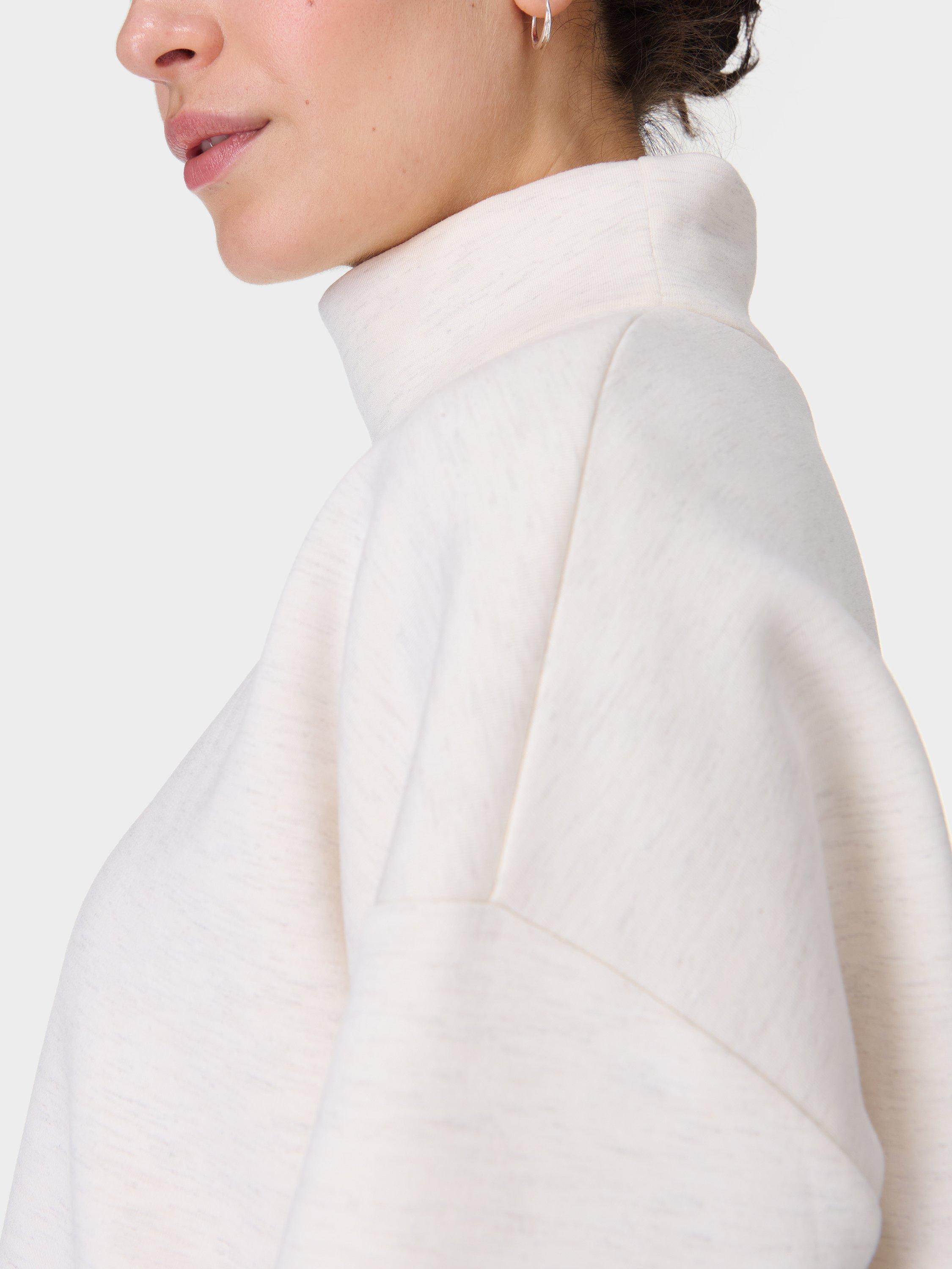 Product image 5 of 8, which shows Sweaty Betty Wind Down Funnel Neck Jumper, White Marl, L