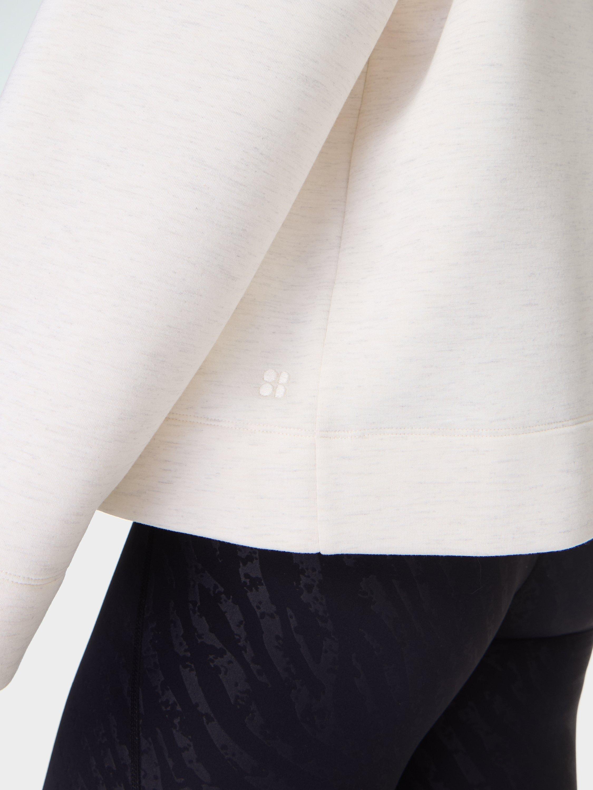 Product image 7 of 8, which shows Sweaty Betty Wind Down Funnel Neck Jumper, White Marl, L
