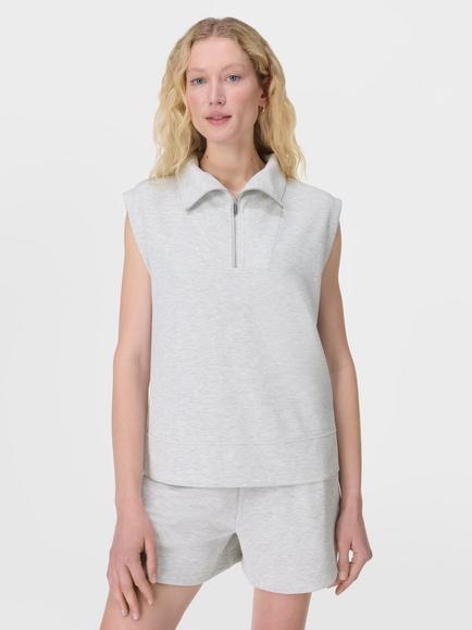 Sweaty Betty Sleeveless Sand Wash Sweatshirt, Ice Grey Marl, Ice Grey Marl
