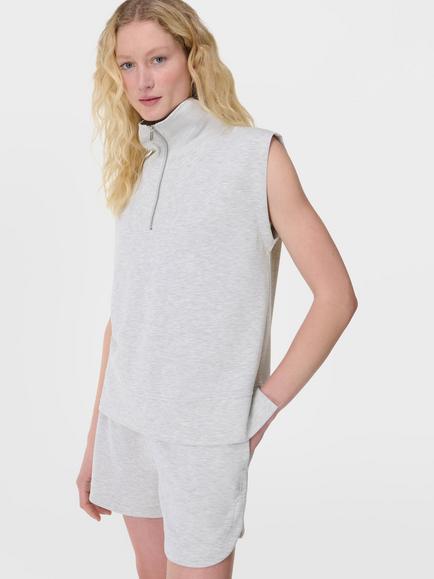 Sweaty Betty Sleeveless Sand Wash Sweatshirt, Ice Grey Marl - view 2, Ice Grey Marl