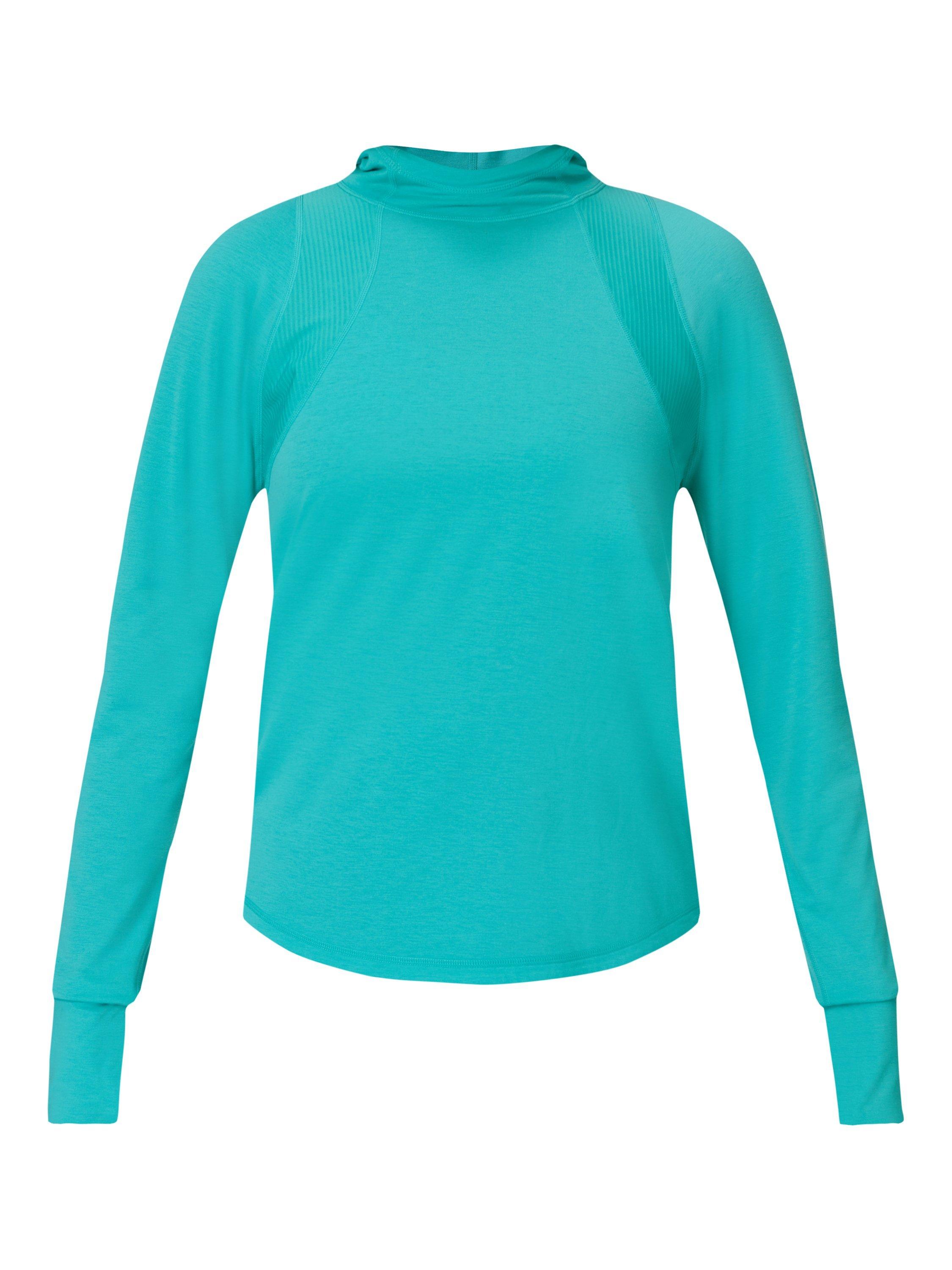 Product image 6 of 7, which shows Sweaty Betty Long Sleeve Hooded Workout Jumper, Ripple Blue, XXS