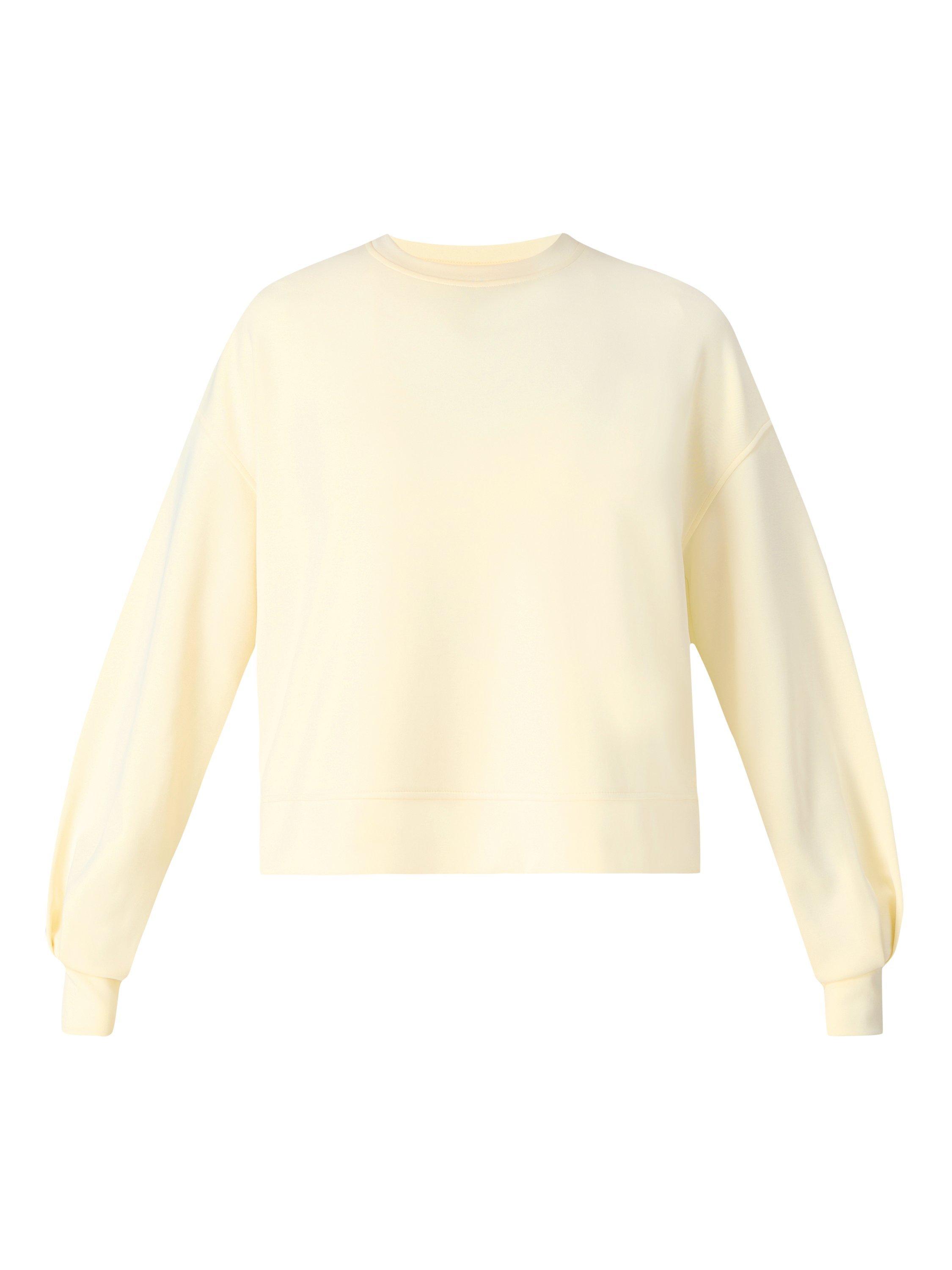 Product image 6 of 6, which shows Sweaty Betty Sand Wash Cloud Weight Sweatshirt, Buttercream Yellow, XXS