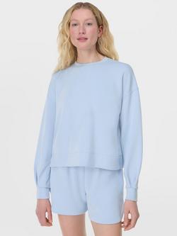 Sweaty Betty Round Neck Pleated Jumper, Breeze Blue