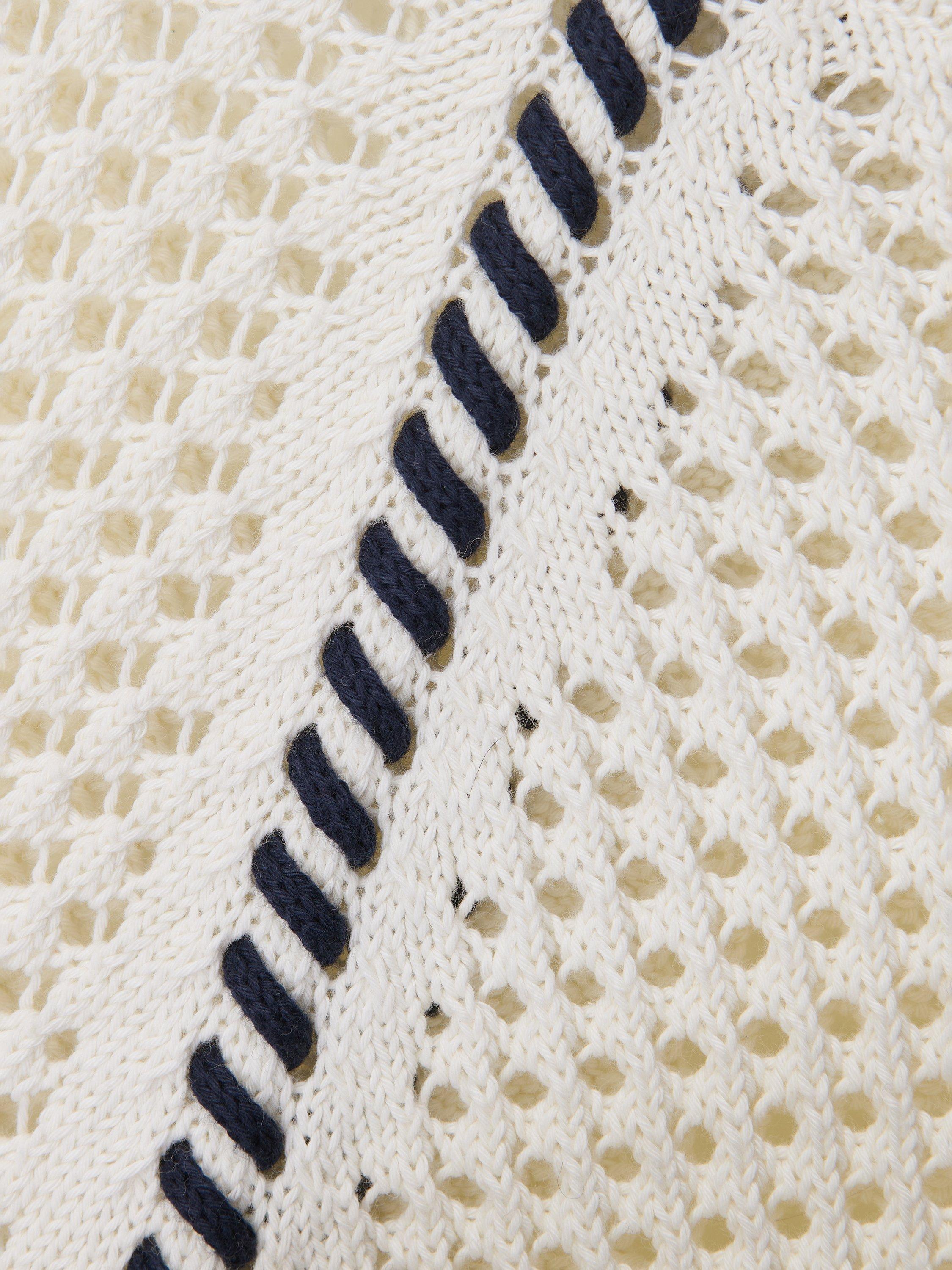Product image 6 of 7, which shows Sweaty Betty Tides High Whipstitch Contrast Knit Cotton Jumper, Lily White, XXS