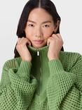 Sweaty Betty Tides High 1/2 Zip Crochet Jumper, Courtside Green