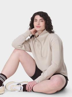 Sweaty Betty Sand Wash 1/2 Zip Longline Sweatshirt, Mineral Beige - view 2, Mineral Beige