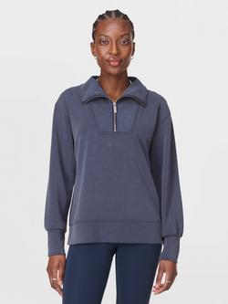 Sweaty Betty Sand Wash Half-Zip Sweatshirt, Navy Blue