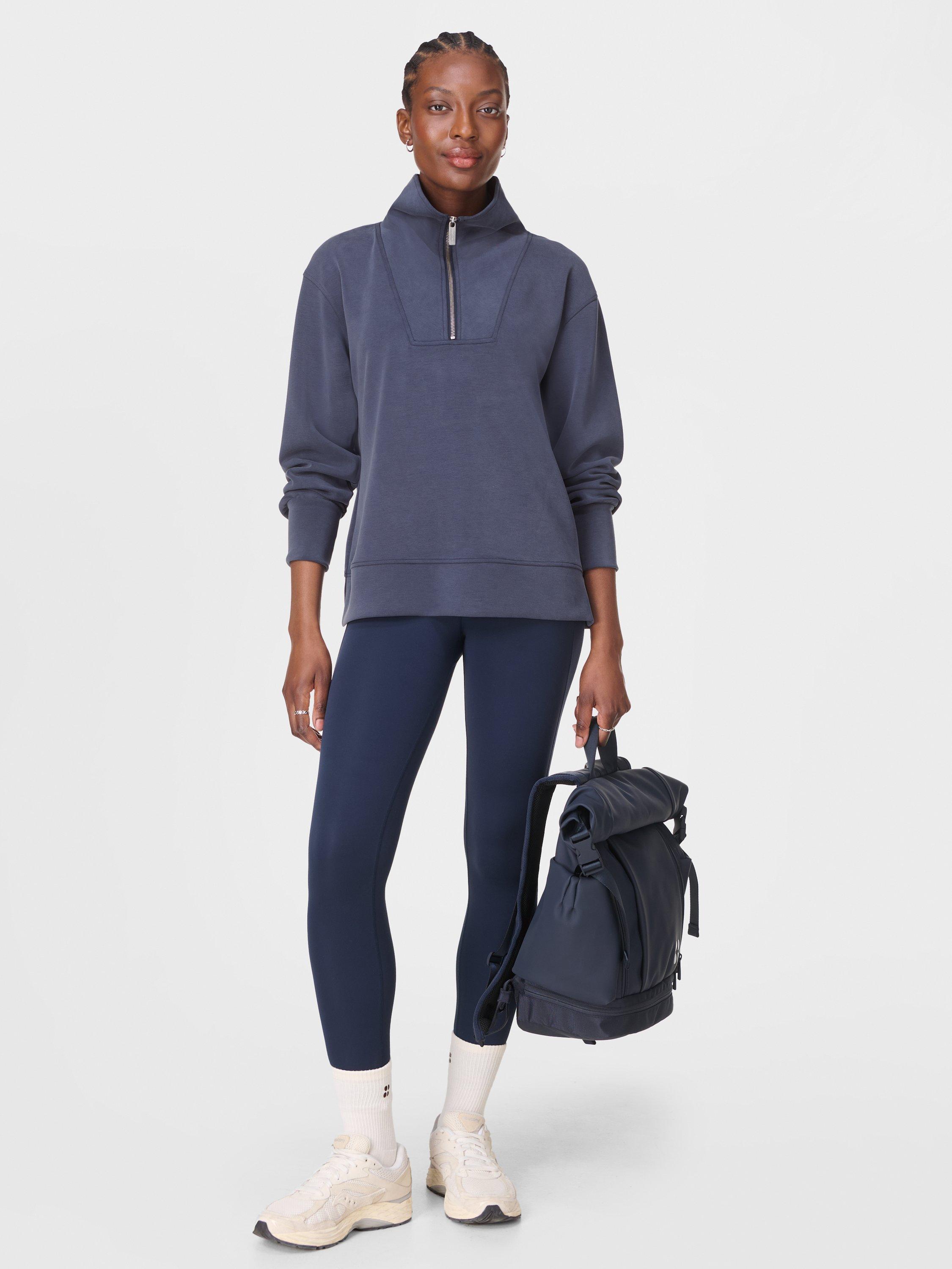 Product image 2 of 7, which shows Sweaty Betty Sand Wash Half-Zip Sweatshirt, Navy Blue, XXS