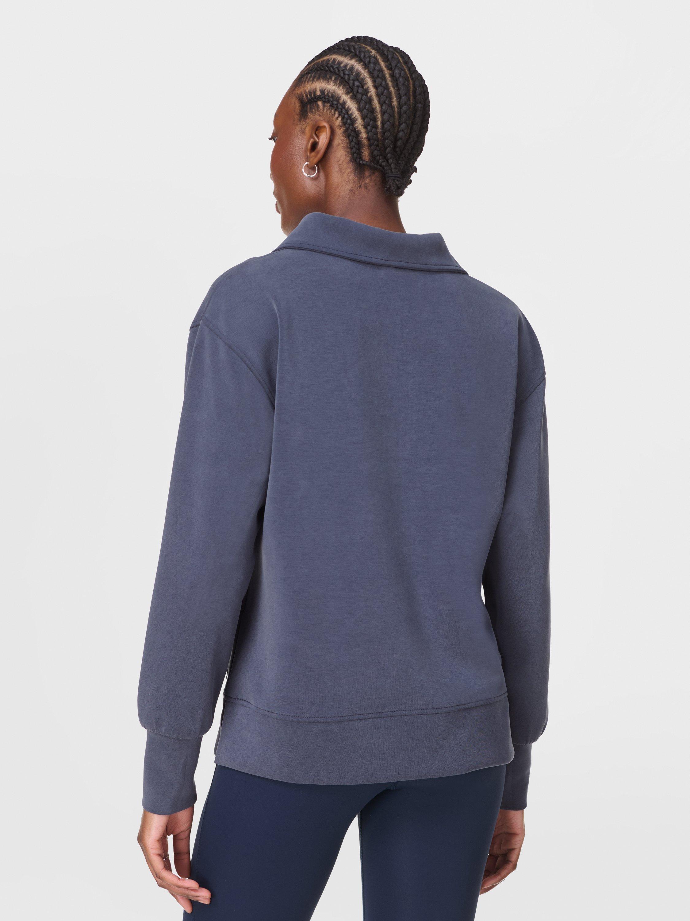 Product image 3 of 7, which shows Sweaty Betty Sand Wash Half-Zip Sweatshirt, Navy Blue, XXS