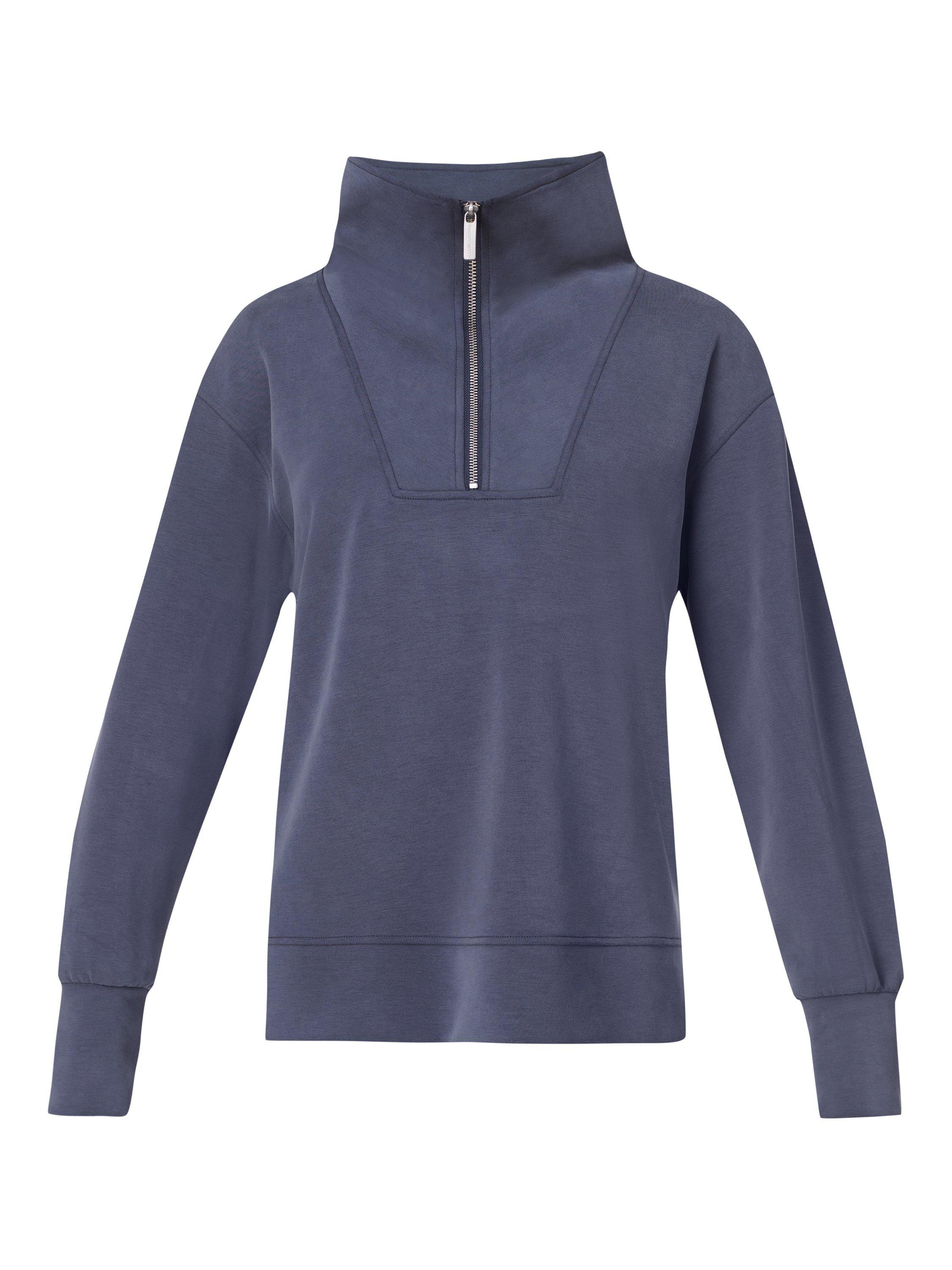 Product image 7 of 7, which shows Sweaty Betty Sand Wash Half-Zip Sweatshirt, Navy Blue, XXS
