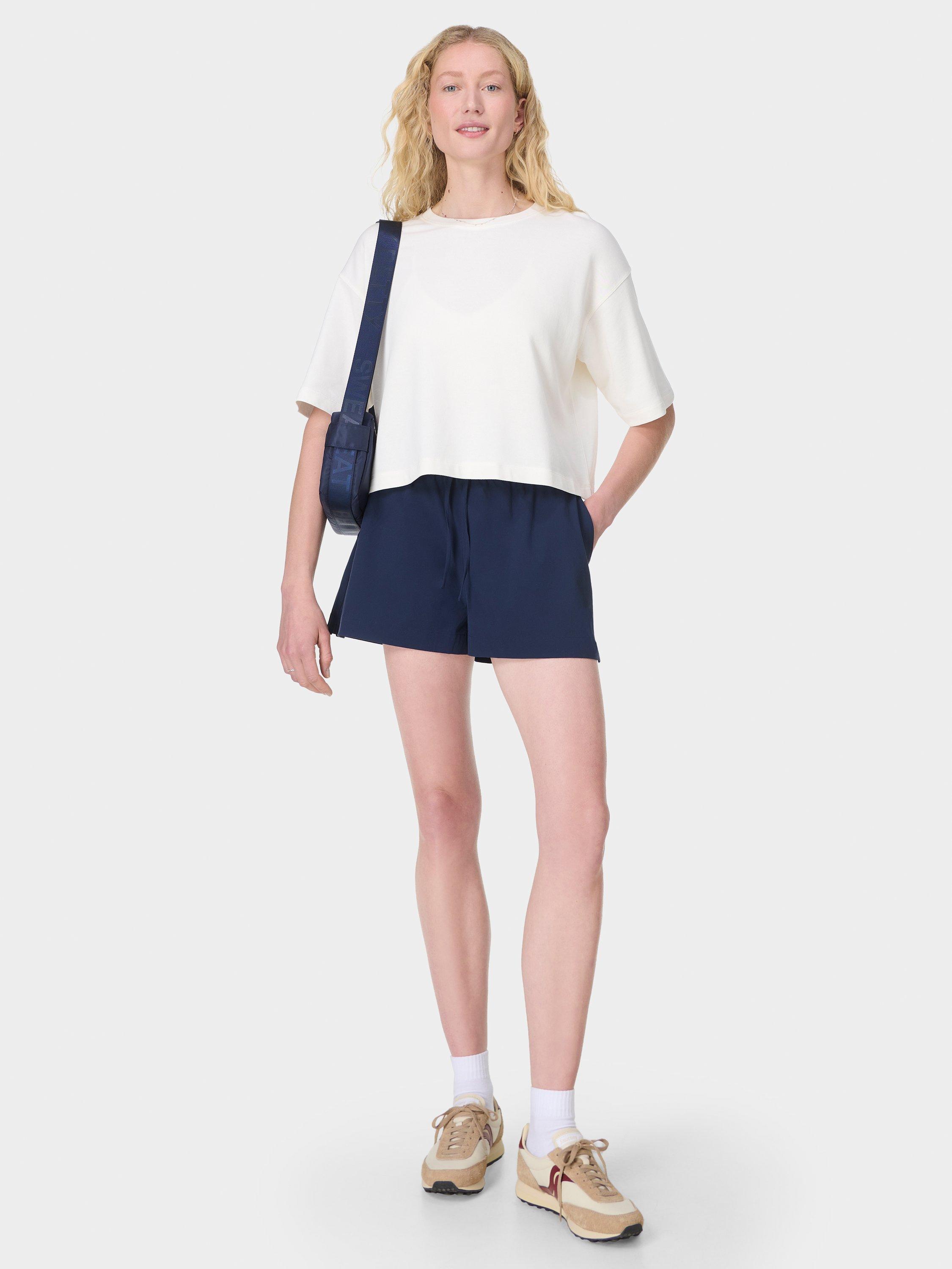 Product image 3 of 6, which shows Sweaty Betty Summer City Shorts, Navy Blue, XXS