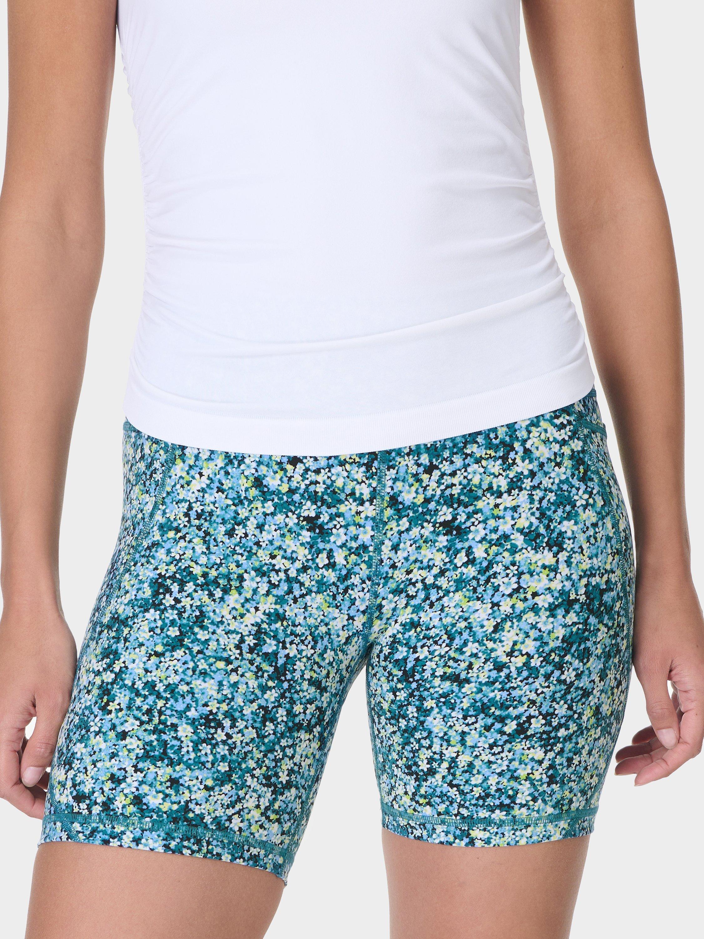Product image 1 of 8, which shows Sweaty Betty Power 6" Biker Shorts, Blue Meadow Print, XXS