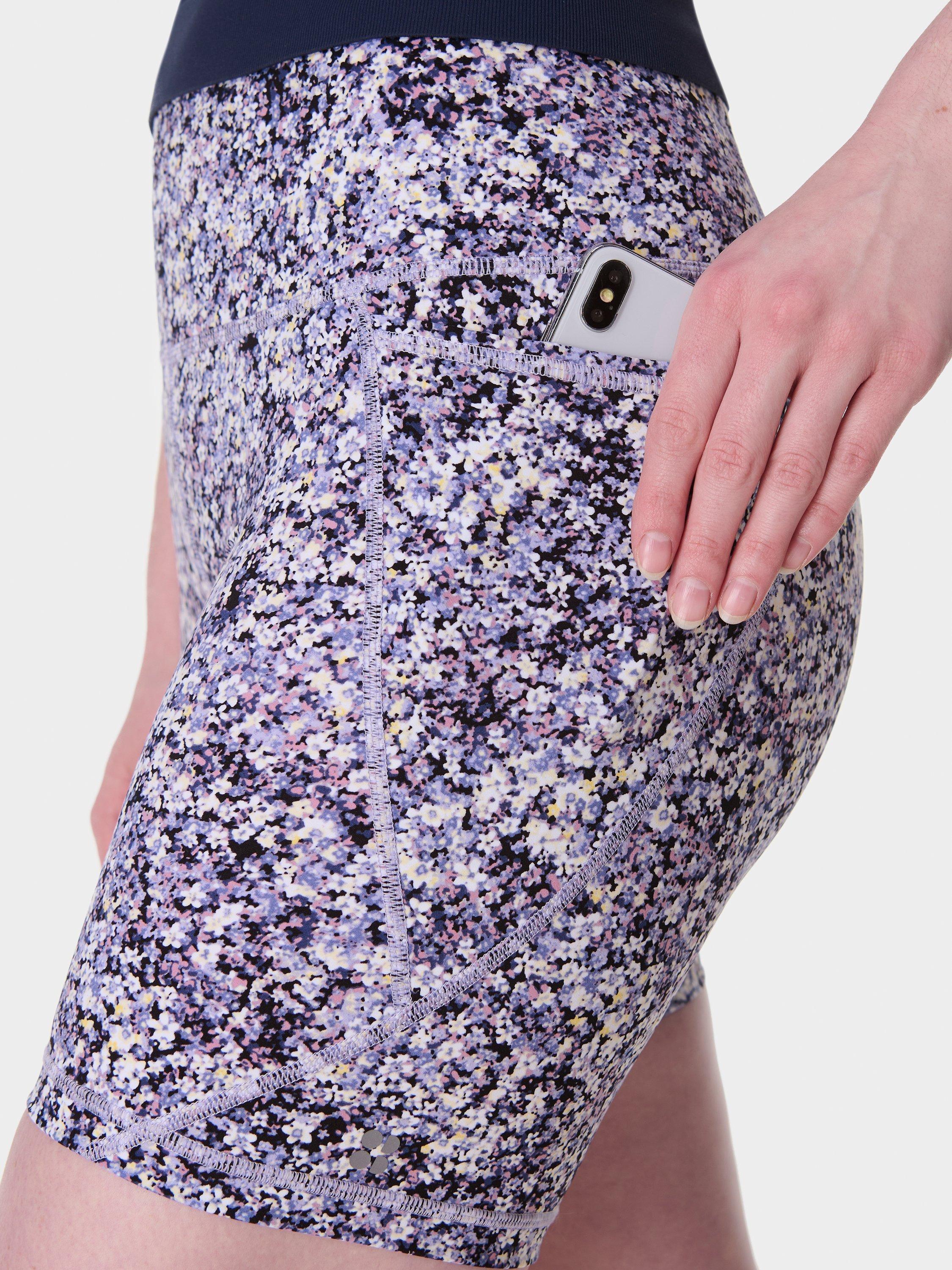 Product image 6 of 8, which shows Sweaty Betty Power 6" Biker Shorts, Purple Meadow Print, XXS