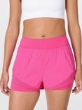 Sweaty Betty Tempo Run Shorts, Fuchsia Pink