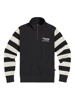 Triumph Motorcycles Trophy Quarter-Zip Cotton Sweatshirt, Black, Black