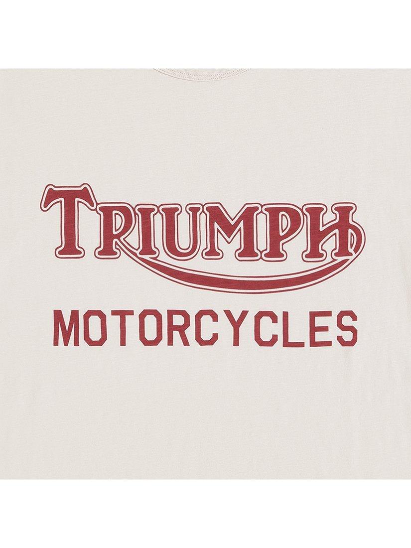 Product image 3 of 4, which shows Triumph Motorcycles Barwell Cotton Regular Fit Short Sleeve Logo T-Shirt, White/Sand, S