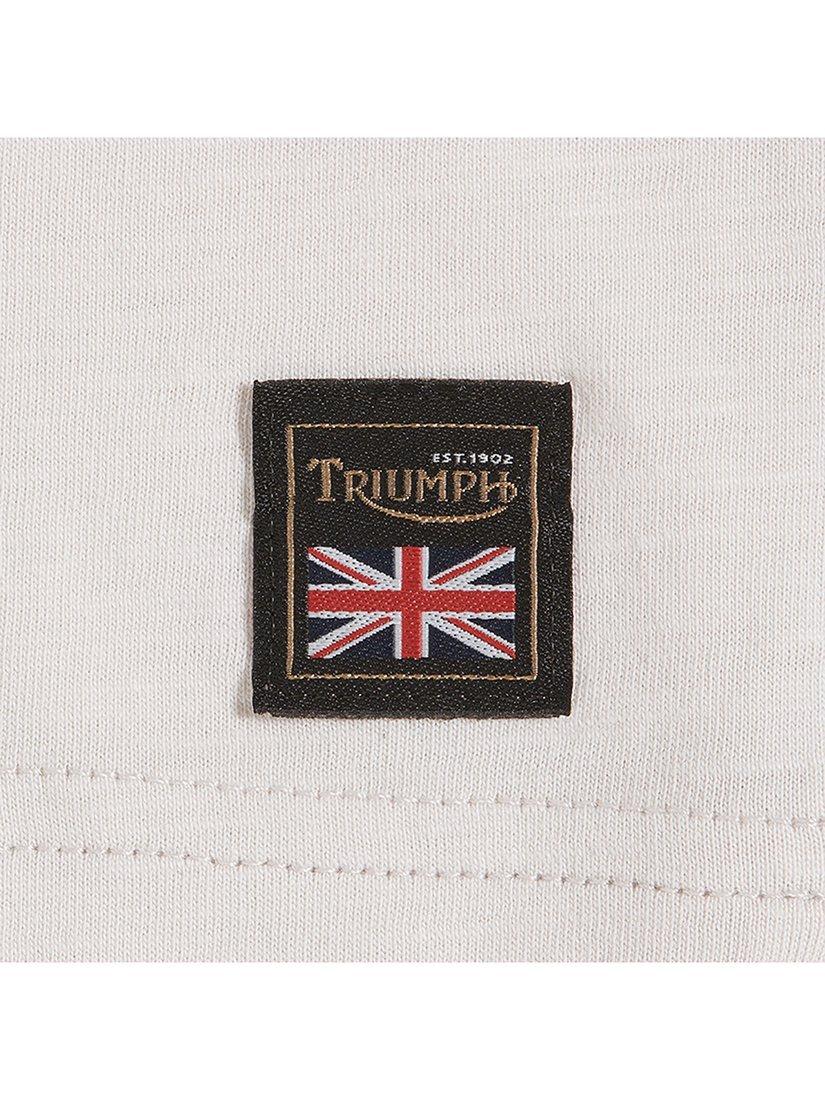 Product image 4 of 4, which shows Triumph Motorcycles Barwell Cotton Regular Fit Short Sleeve Logo T-Shirt, White/Sand, S