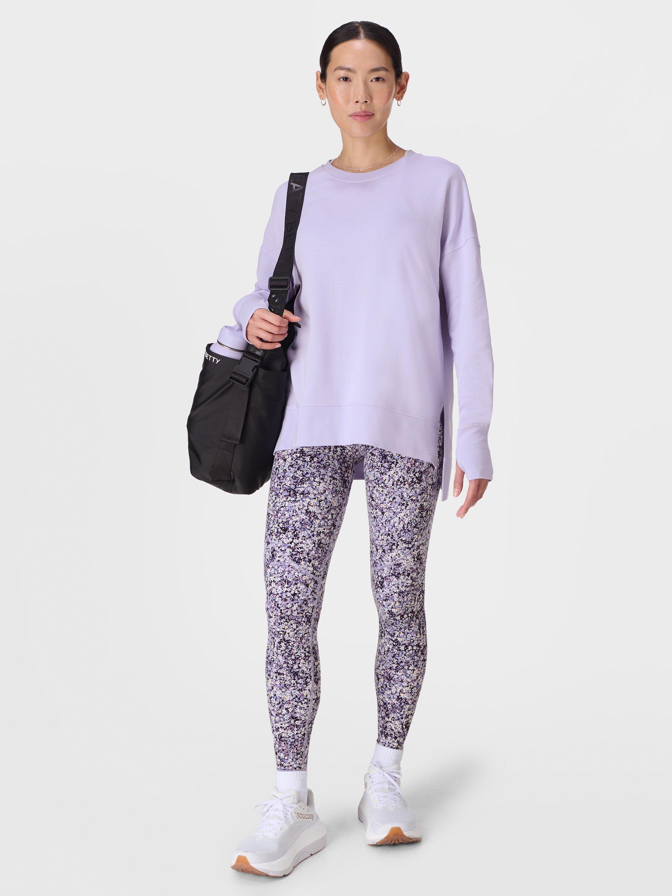 Product image 4 of 9, which shows Sweaty Betty Power Workout Leggings, Purple Meadow Print, XS