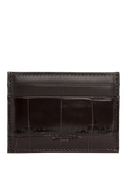 Hackett London Leather Croc Stamped Card Holder, Black