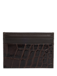 Hackett London Leather Croc Stamped Card Holder, Black
