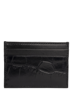 Hackett London Leather Croc Stamped Card Holder, Black - view 2, Black