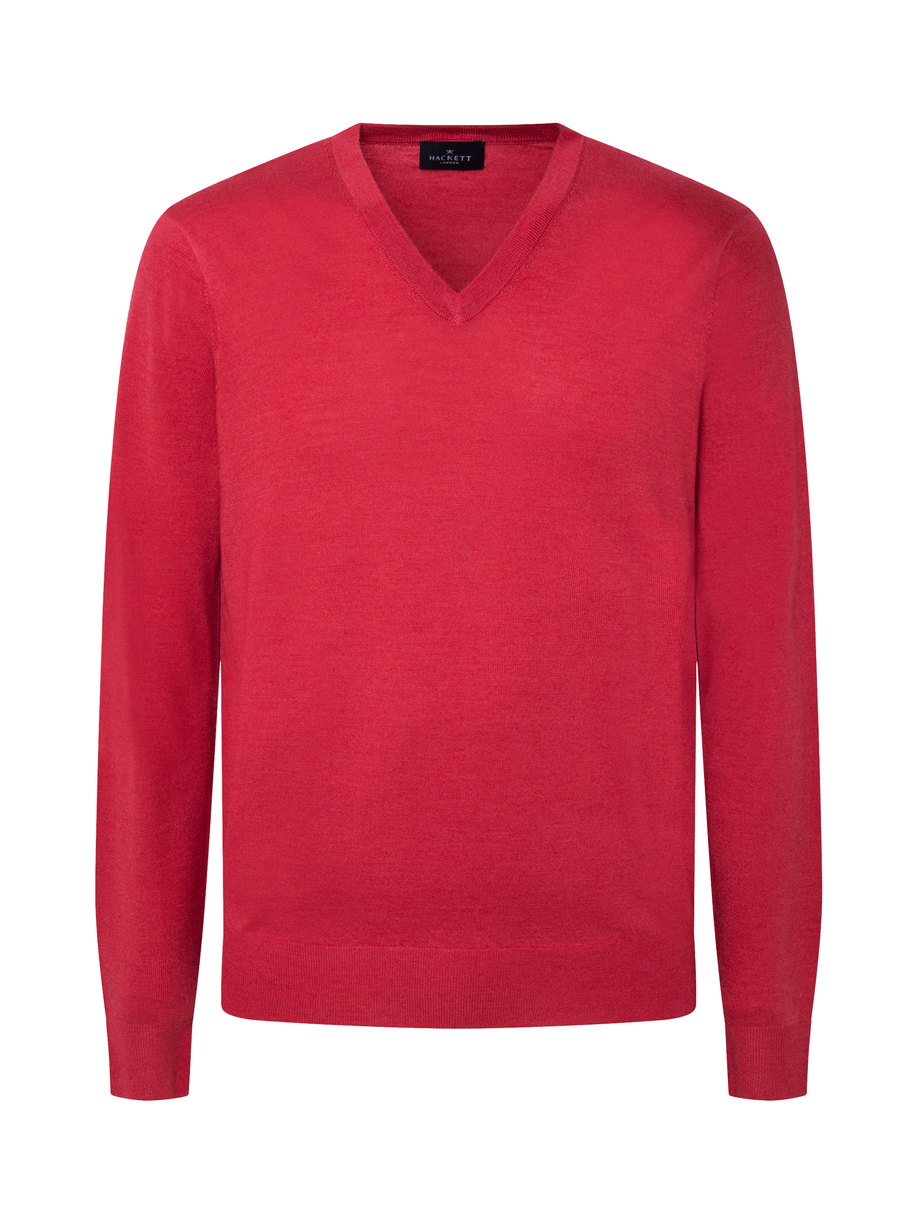 Product image 4 of 5, which shows Hackett London Merino & Silk V-Neck Jumper, Summer Red, XXXL