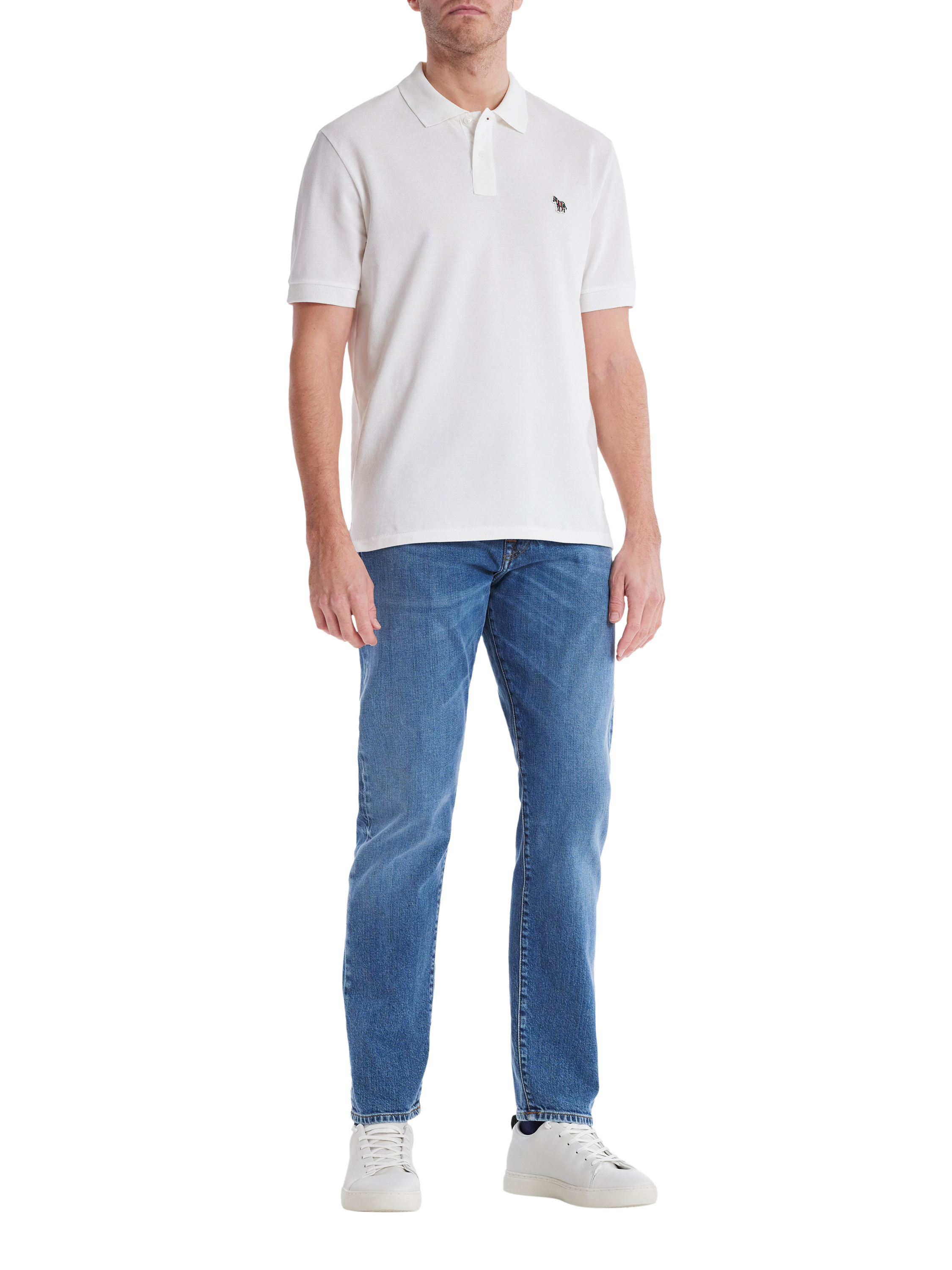 Product image 3 of 4, which shows PS Paul Smith Cotton Regular Fit Short Sleeve Polo Shirt, White, S