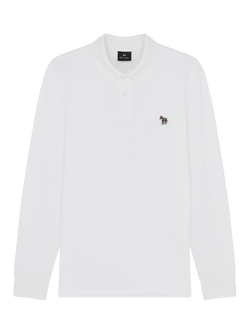 Paul Smith Long Sleeve Cotton Polo Sweatshirt, White, White
