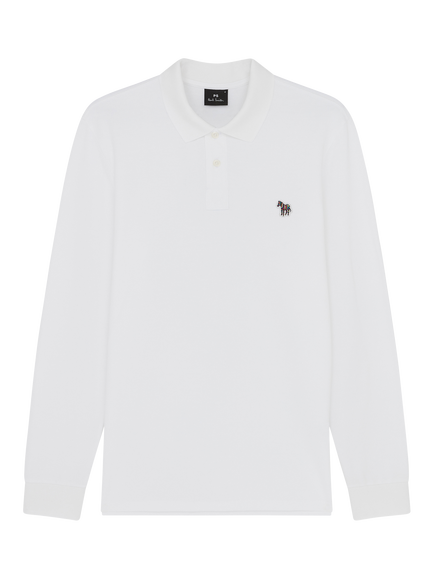 Paul Smith Long Sleeve Cotton Polo Sweatshirt, White, White