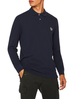 PS Paul Smith Cotton Long Sleeve Piqué Polo Shirt, 49_very Dark Navy