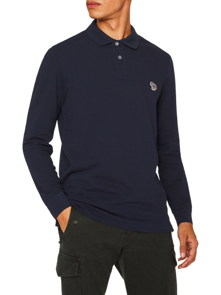 PS Paul Smith Cotton Long Sleeve Piqué Polo Shirt, 49_very Dark Navy