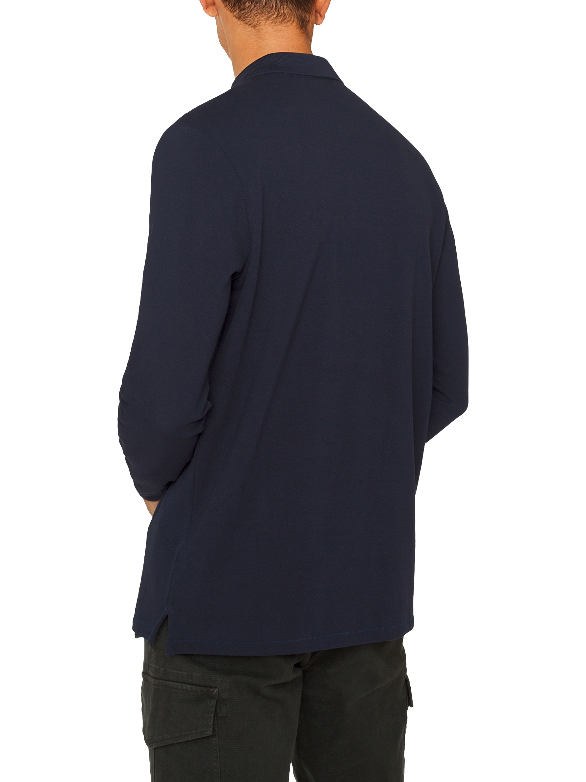 Product image 2 of 5, which shows PS Paul Smith Cotton Long Sleeve Piqué Polo Shirt, 49_very Dark Navy, S