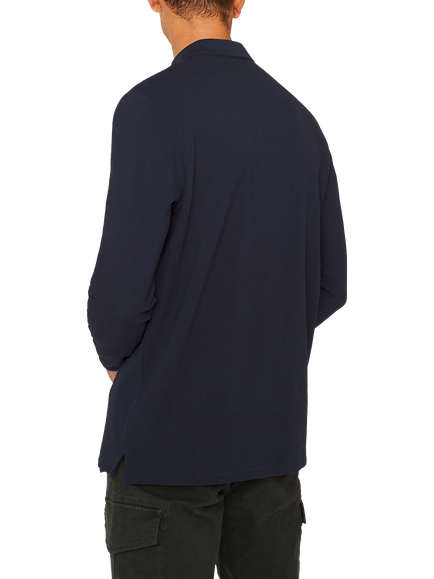 PS Paul Smith Cotton Long Sleeve Piqué Polo Shirt - view 2, 49_very Dark Navy