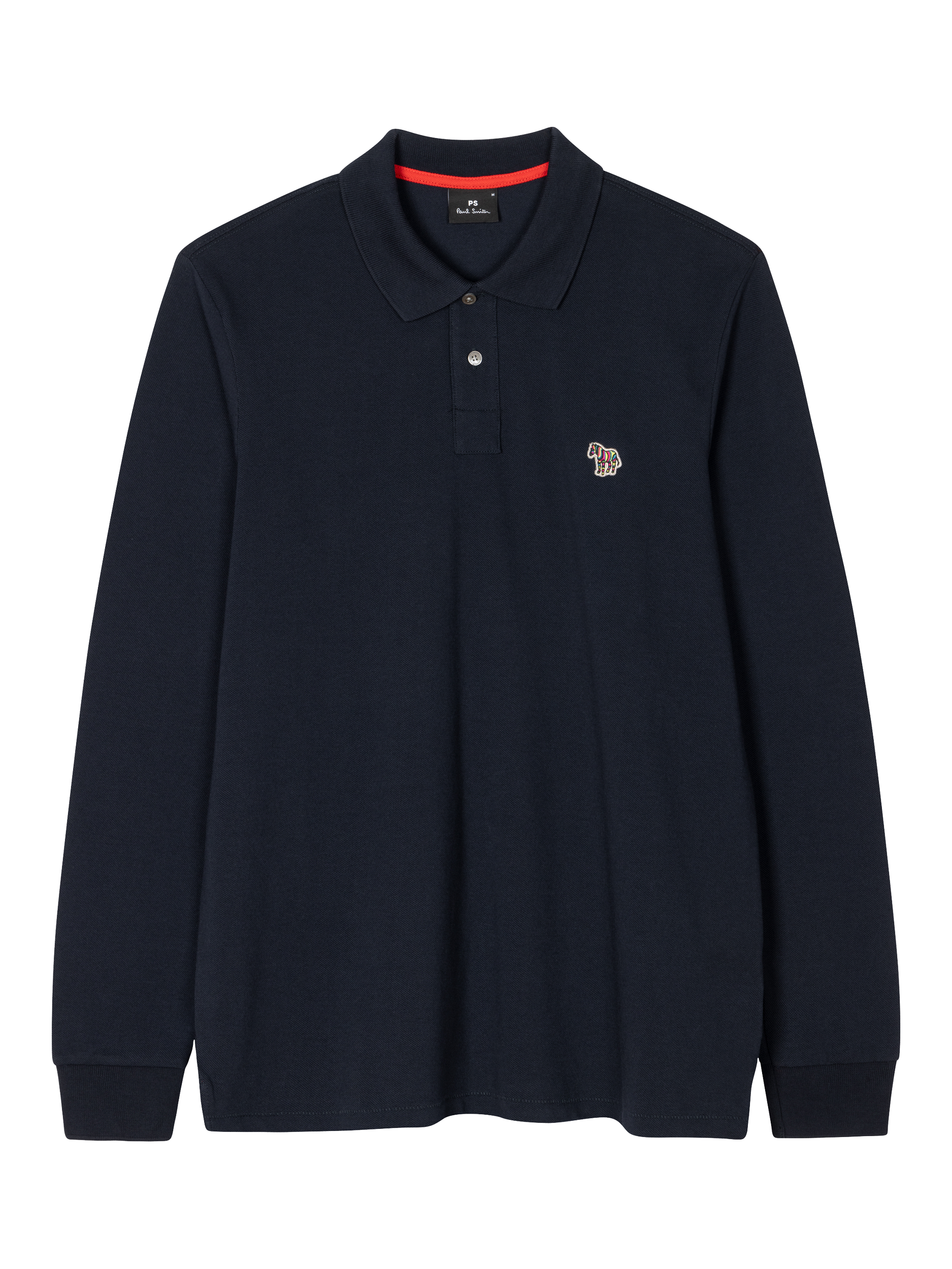 Product image 4 of 5, which shows PS Paul Smith Cotton Long Sleeve Piqué Polo Shirt, 49_very Dark Navy, S