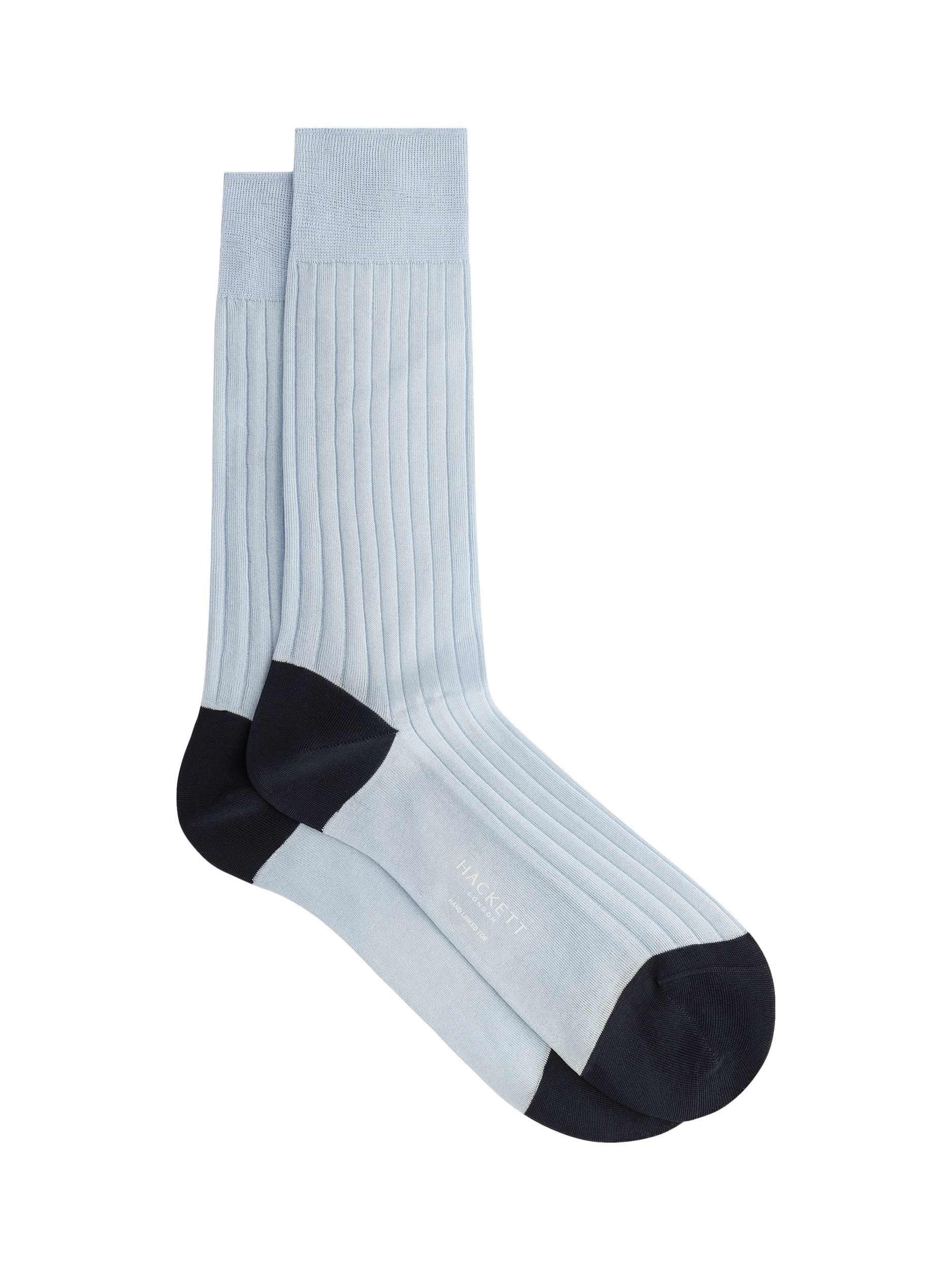 Product image 1 of 4, which shows Hackett London Ribbed Cotton Socks, Summer Blue, S-M