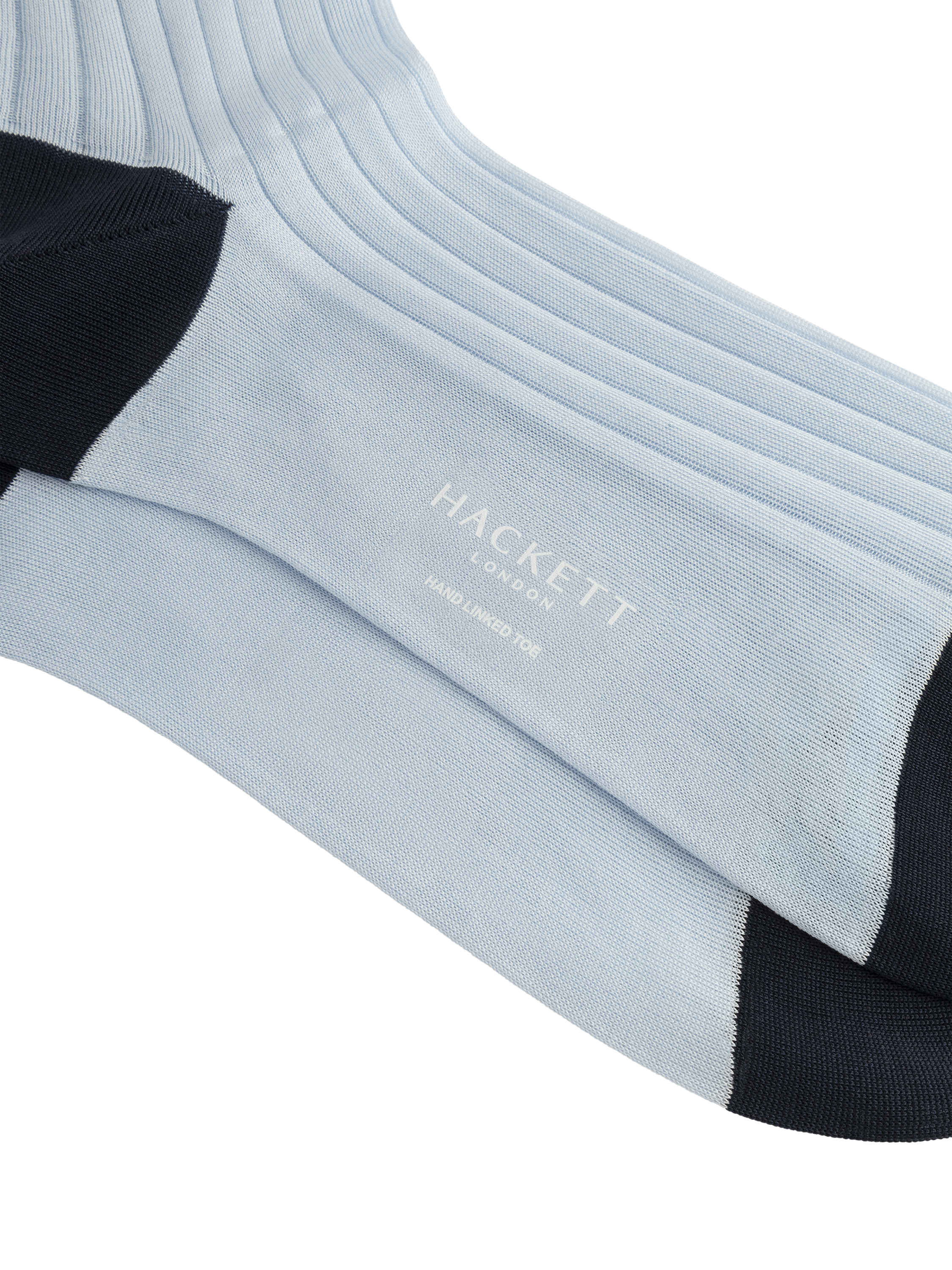 Product image 3 of 4, which shows Hackett London Ribbed Cotton Socks, Summer Blue, S-M